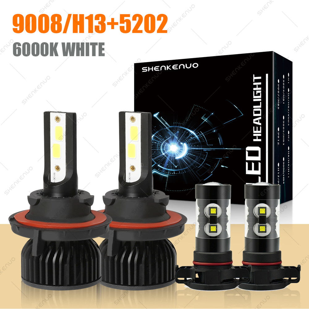 For Jeep Patriot 2010-2017 -4X LED Headlight High/Low Beam + Fog Light Bulbs kit