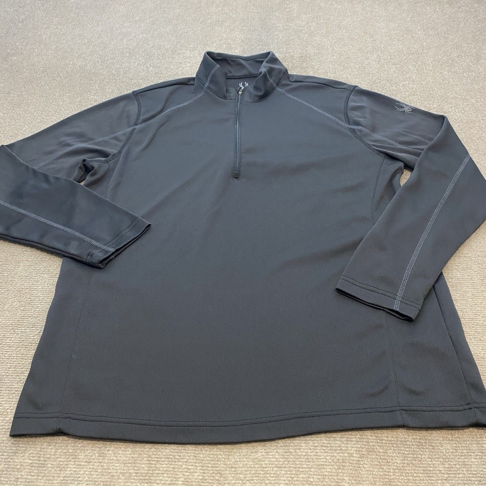 Spyder Sweater Mens XL Black 1/4 Zip Mock Performance Pullover Core Base Active