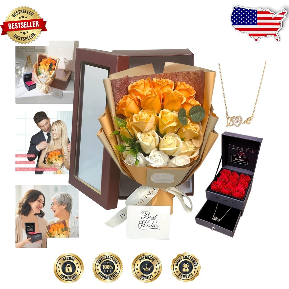Unique Red Rose Flower Gift with Love Necklace & Elegant Gift Box Presentation