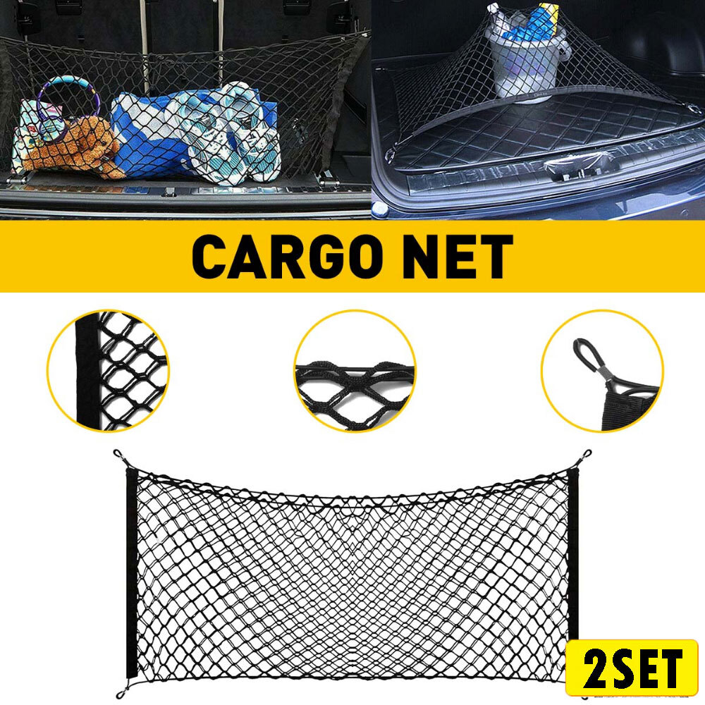 2X Trunk Storage Organizer Universal Cargo Net Bag Hook for Car Rear Envelope St