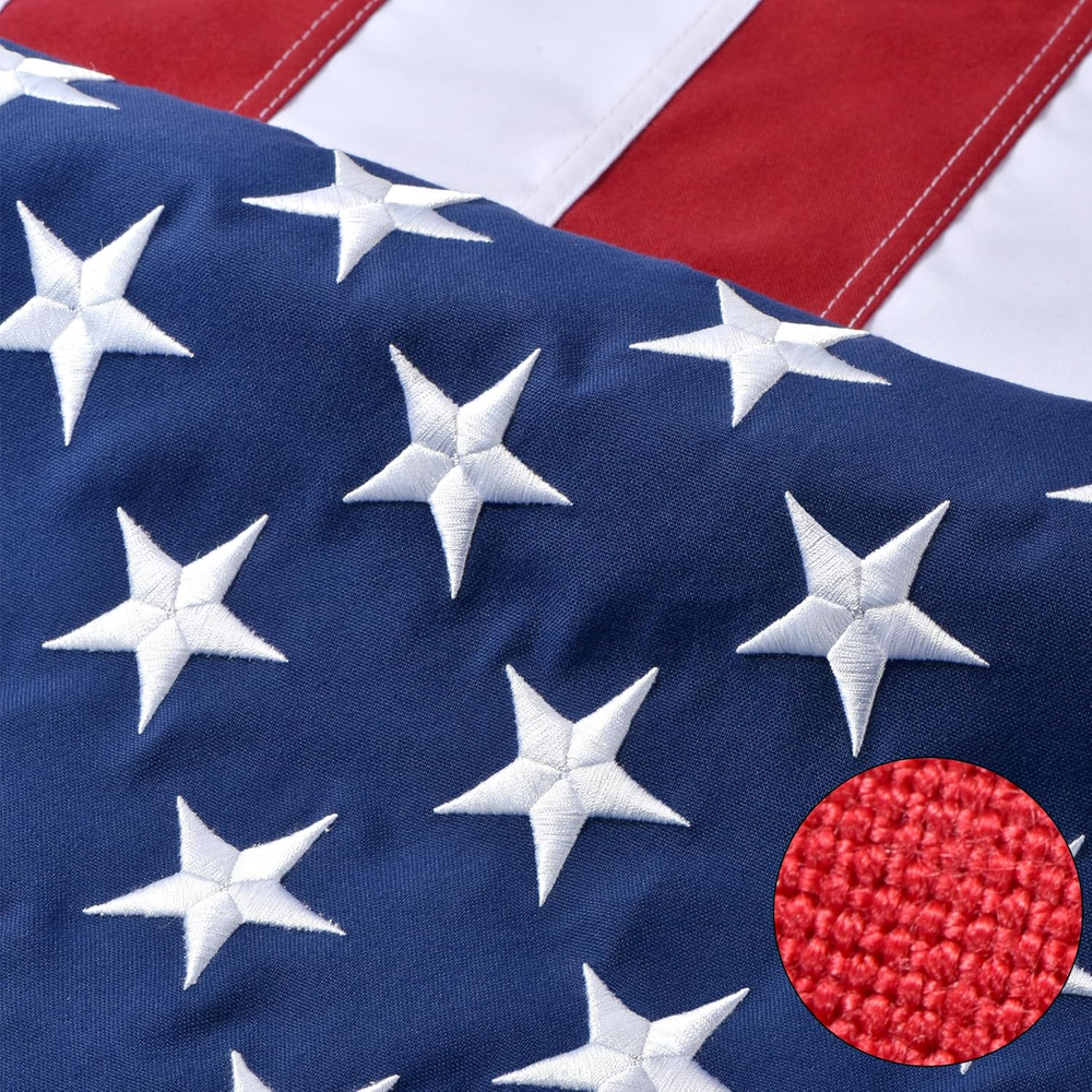 4X6 Ft Heavy Duty American Flag for Outdoor Use - Embroidered Stars Spun Polyester US Flag
