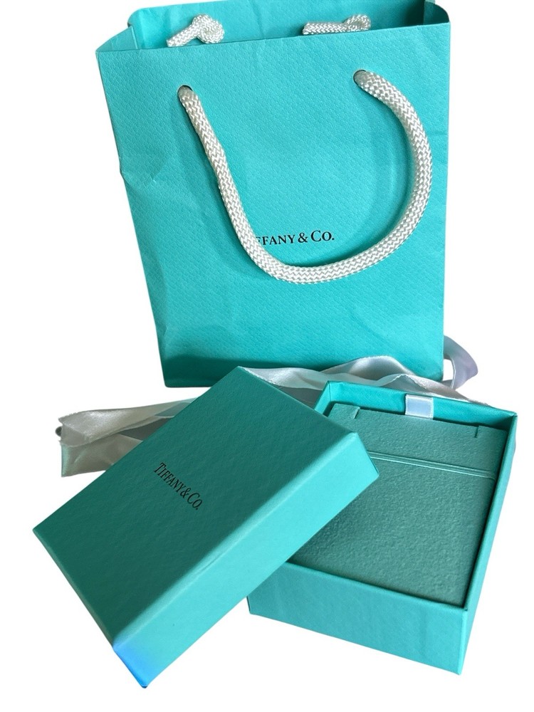 Tiffany & Co Small Empty Jewelry Box with Necklace Card and Gift Bag