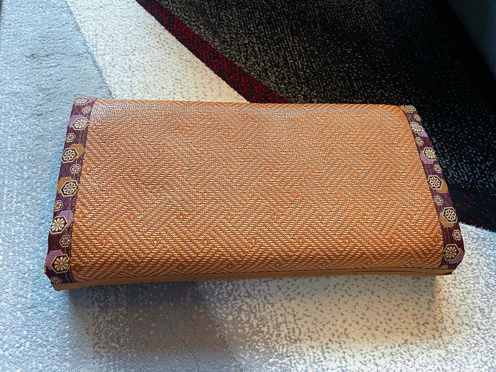 Japanese Woven Bamboo Rattan Neck Support Pillow for Travel & Relaxation