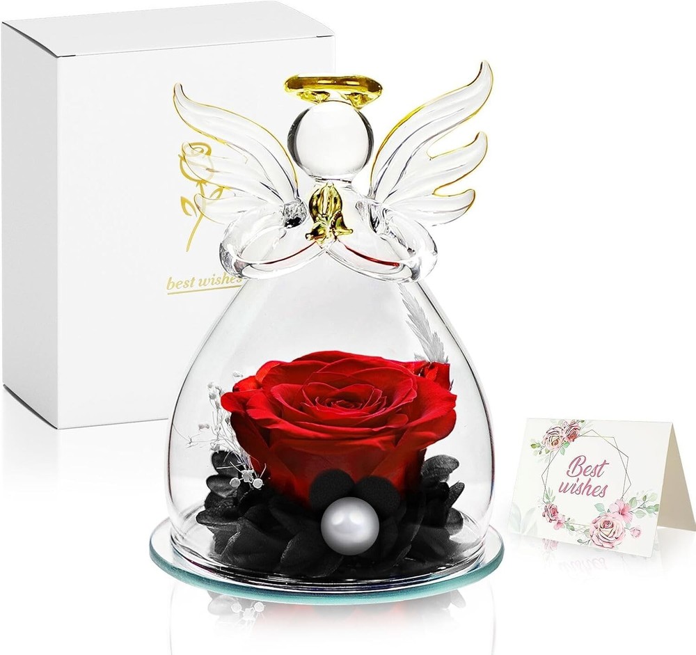Valentines Day Gifts For MomRose Flower in Glass Angel StatueRose Flowers Gif...
