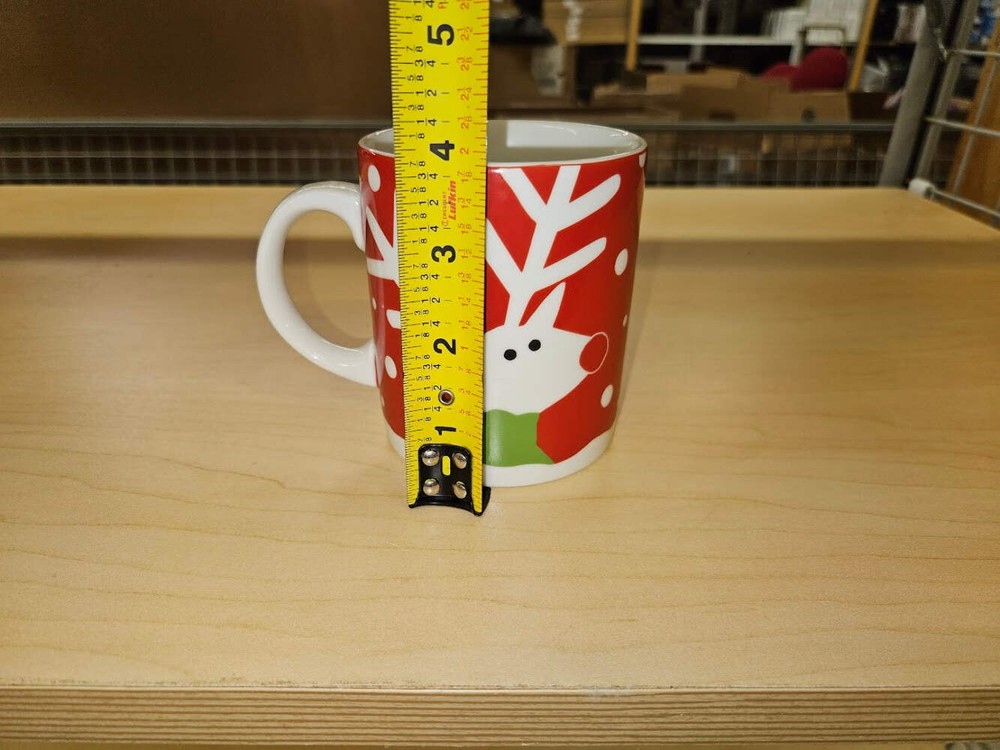 Crate & Barrel Christmas Snow Reindeer Rudolph The Red Nosed Reindeer Mug - #011