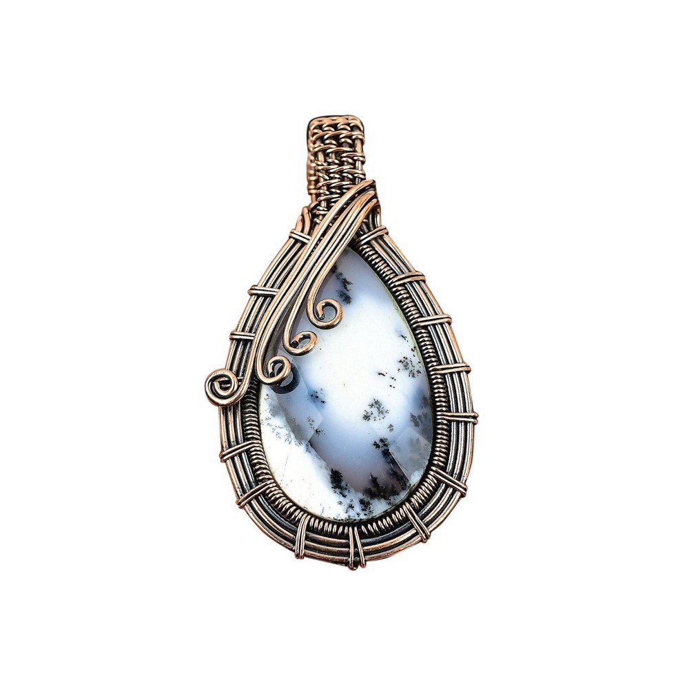Christmas Sale Pear Dendrite Opal Stone Copper Graduation Wife Pendant Jewelry-image