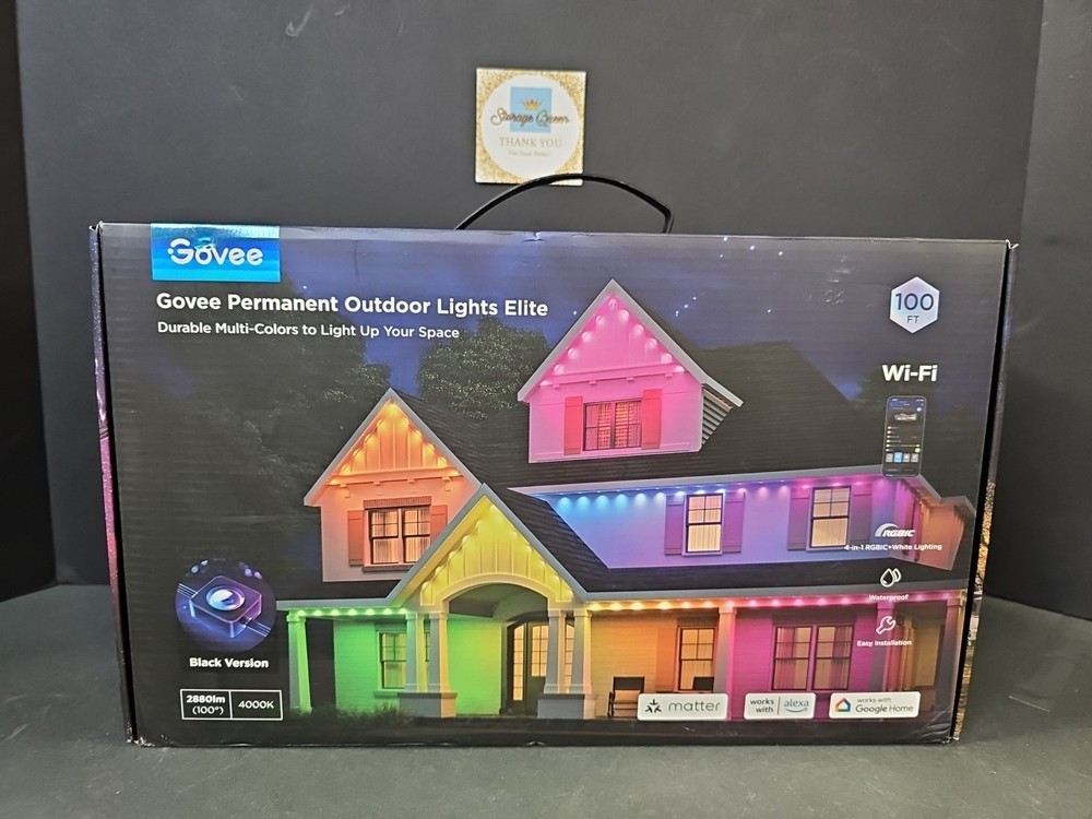 Govee 100ft RGBICW Smart Permanent Outdoor Lights Elite in Black