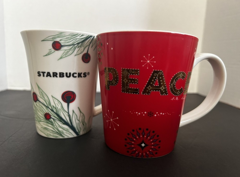 Starbucks Holiday Christmas Mugs 2006 & 2020 Set of 2