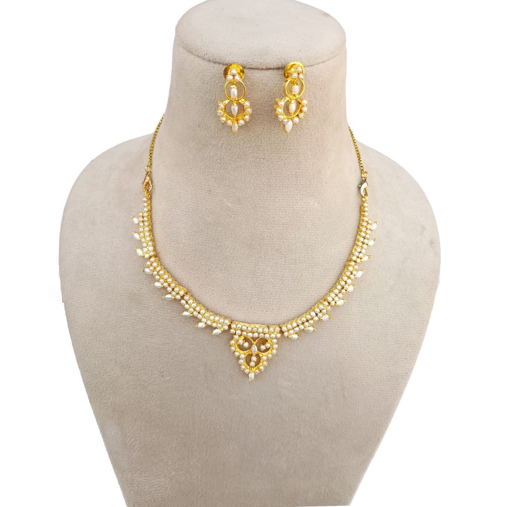 Premium  Pearl Gemstone Necklace Jewelry , Gold plated Necklace, Gift For Her