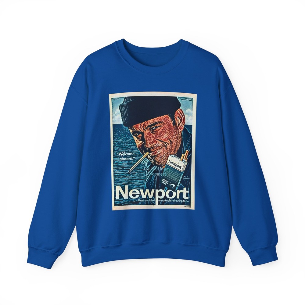 Newport Retro Graphic Print Long Sleeve Unisex Heavy Blend™ Crewneck Sweatshirt