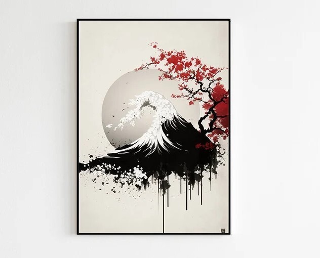Japanese Landscape Wall Art | Asian Traditional Statement Art | Minimalist Japan