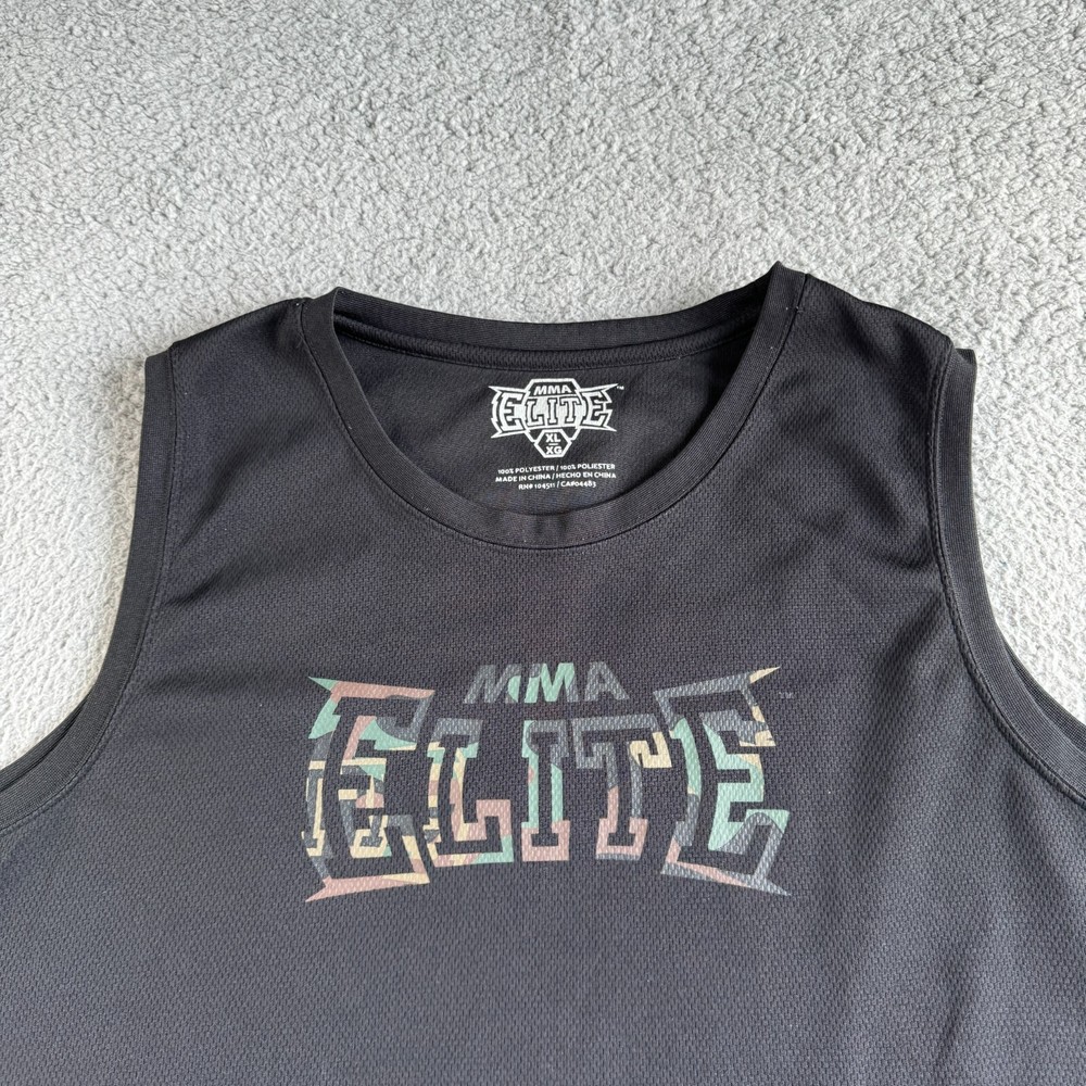 MMA Elite Shirt Mens Extra Large Black Camo Vest Tank Top Athletic Martial Arts
