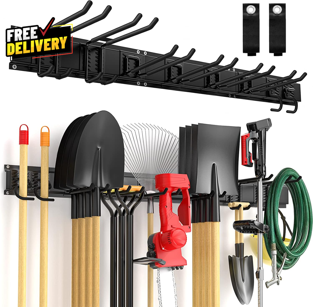 Garage Tool Organizer Wall Mount 11 PCS Garden Tool Organizer Adjustable Garag..