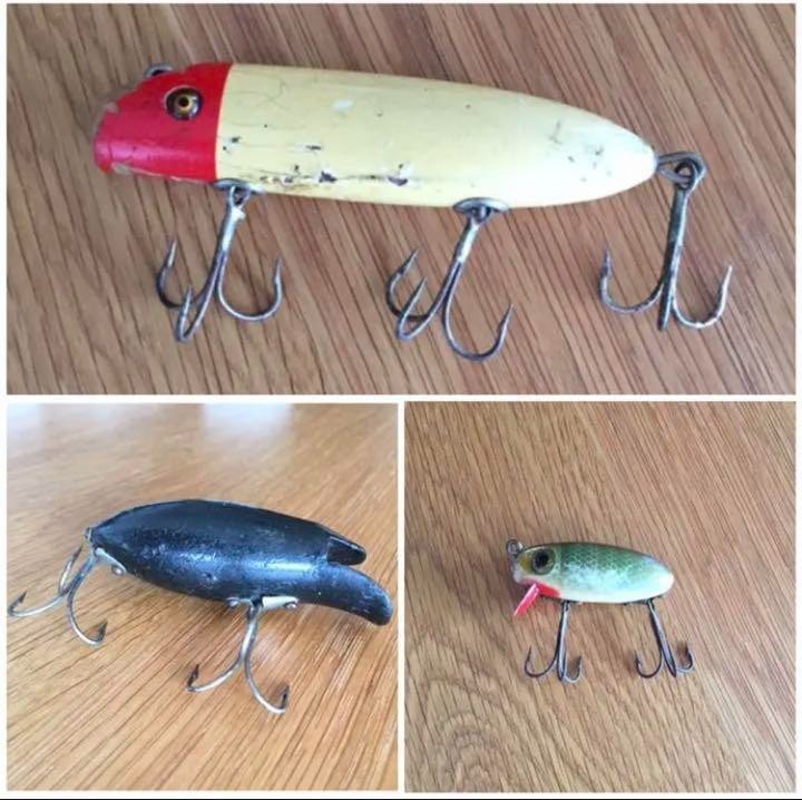 Old Heddon Old Fishing Lure 3-piece Set Super Rare Collections Used Lure 3722MN