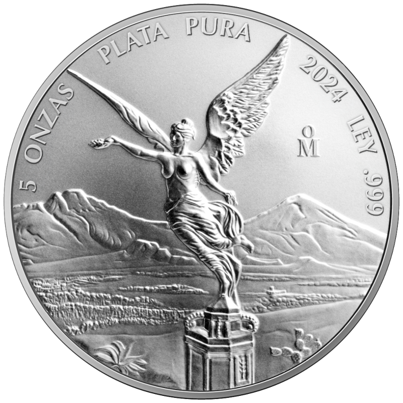 2024 Mexico 5 oz Fine Silver 999 BU Libertad (Five Ounces)