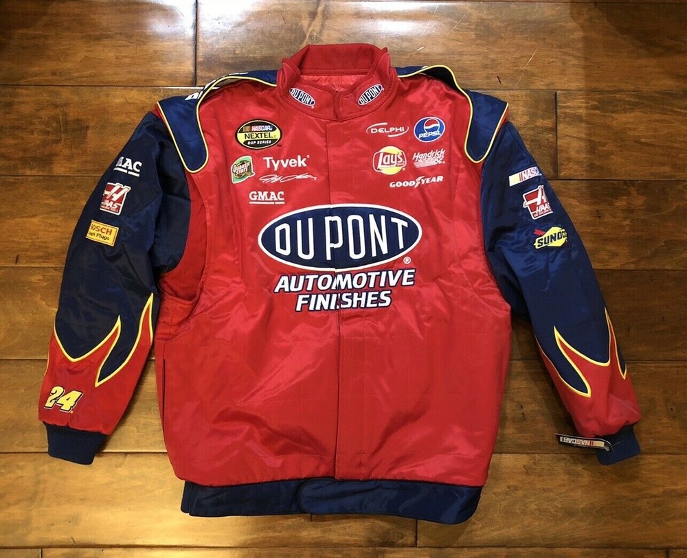 Jeff Gordon #24 Dupont Flames NASCAR Racing Jacket Mens XL Rare Vintage Collectible