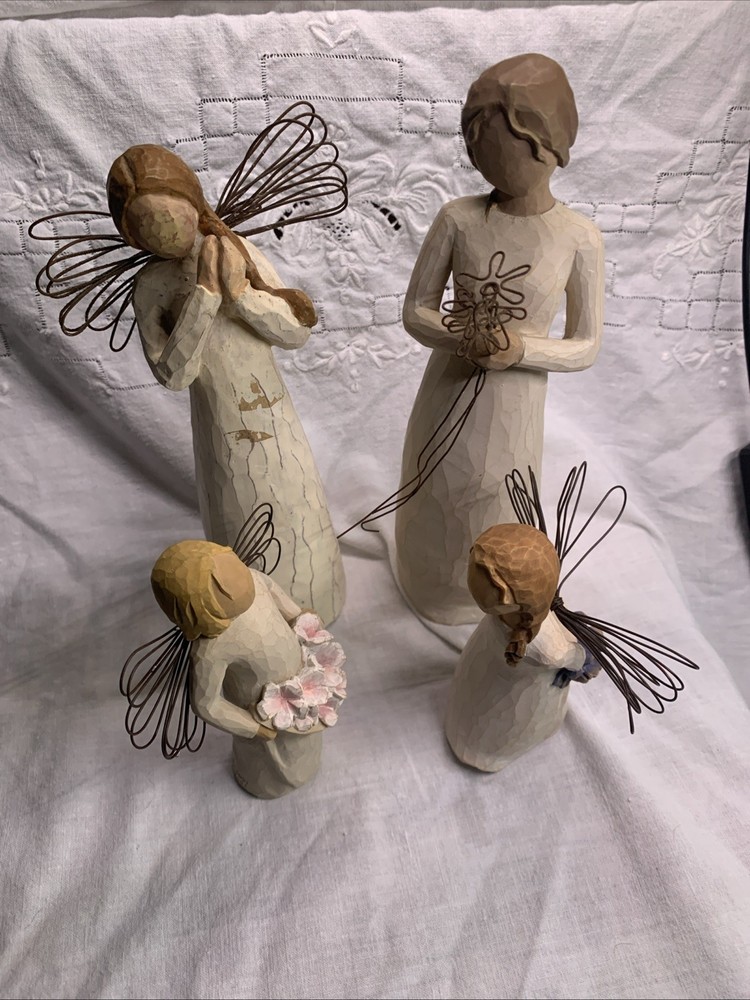 Willow Tree Angels Set of 4 - Heart Happiness Mine Surrounded by Love