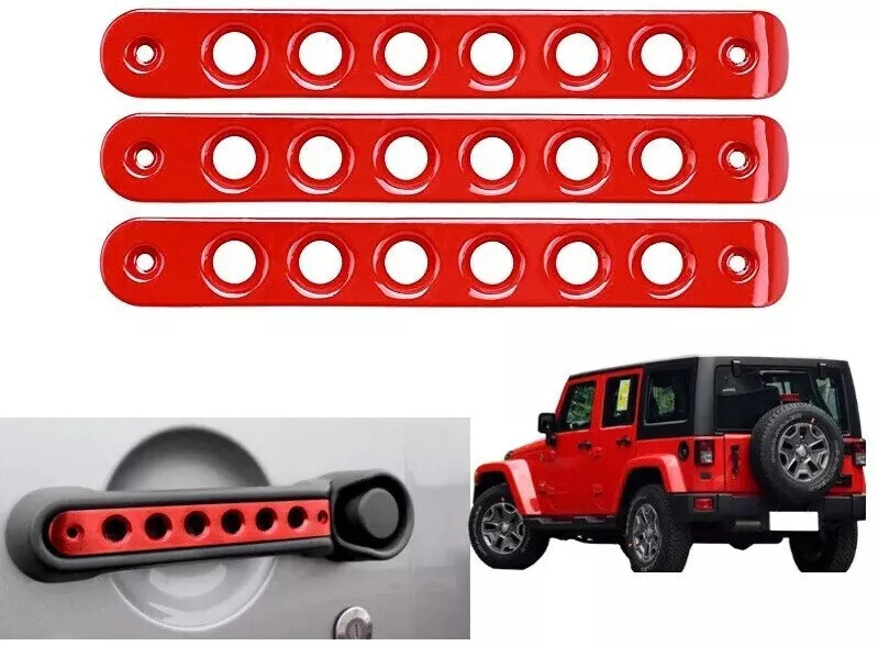 Red Door Handle Tailgate Inserts Cover for Jeep Wrangler JK JKU 2007-2018 - 3pcs