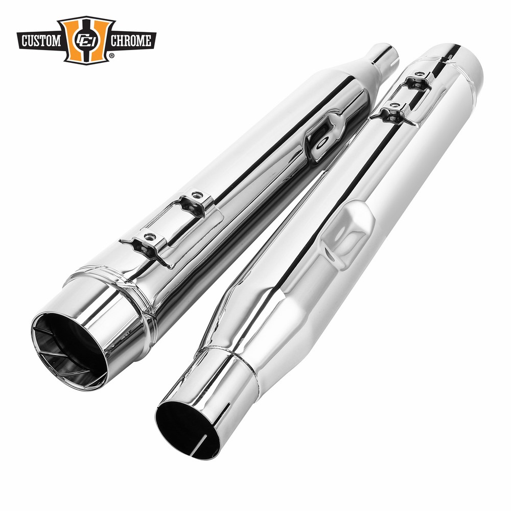 Slip On Mufflers Exhaust Pipes Dual Fits For 17-24 Harley Touring Chrome