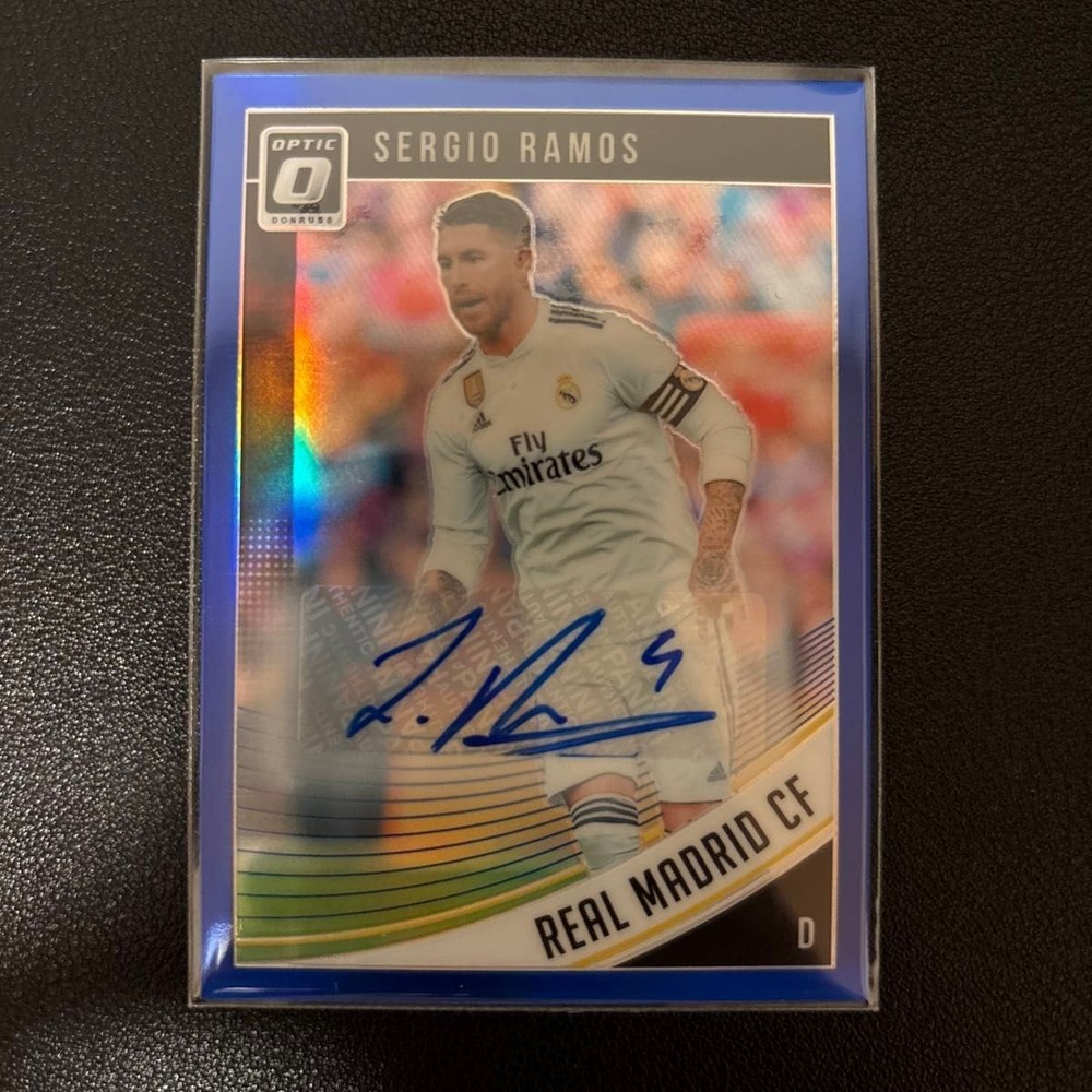 2018-19 Panini Donruss Optic Sergio Ramos #31 Auto Blue Prizm 5/5 Real Madrid