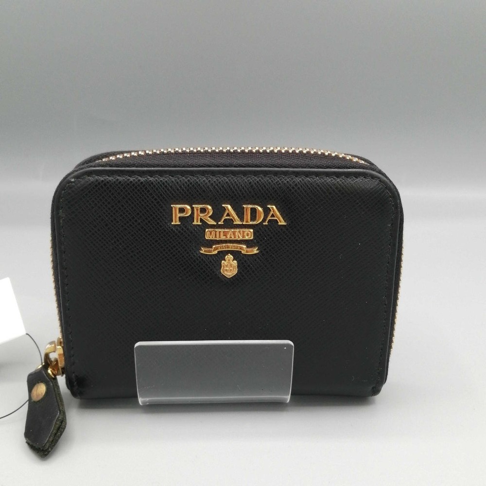 Prada Leather Coin Case with Card Holder and Keychain