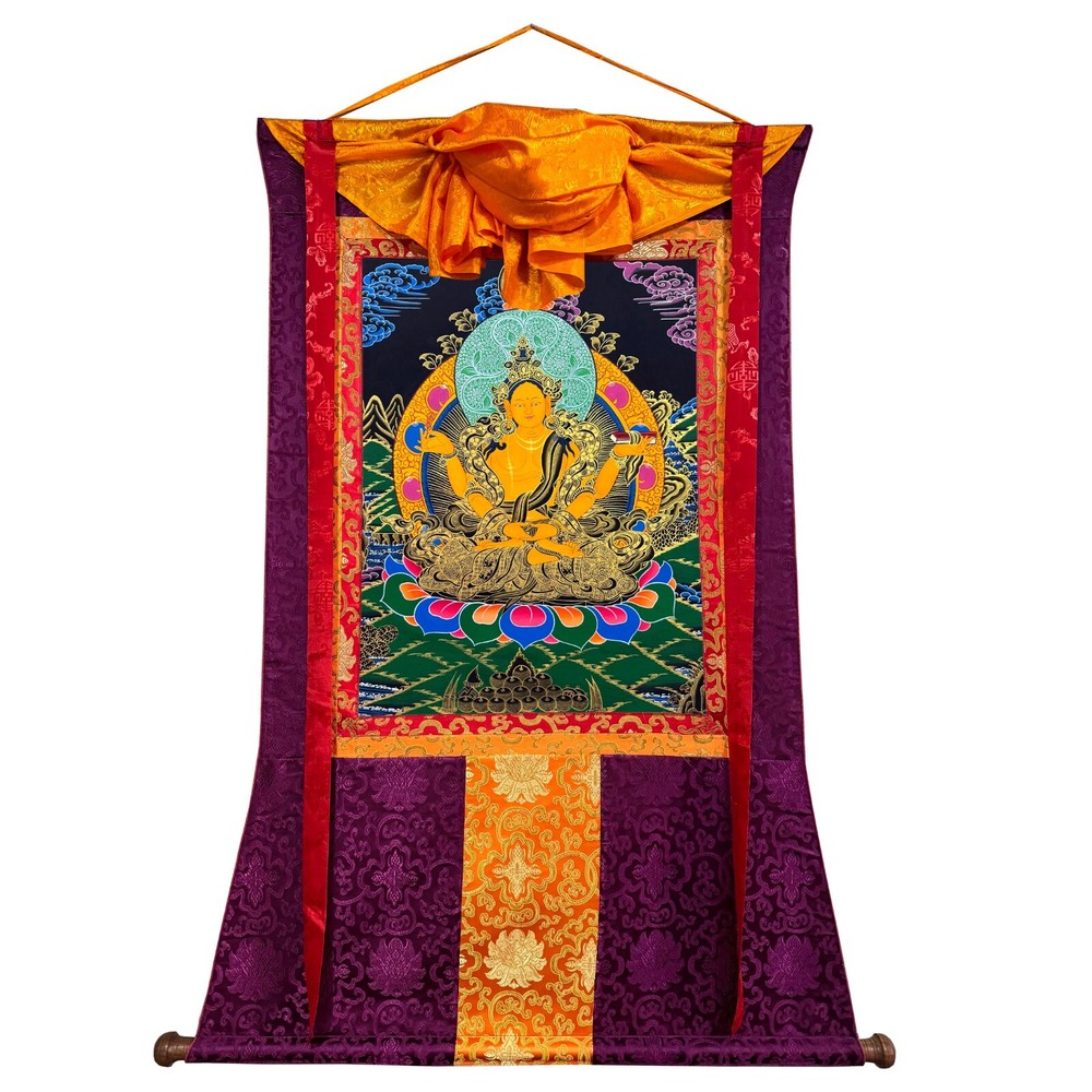 Silk Brocade Mounted Prajnaparamita Buddhist Thangka Art