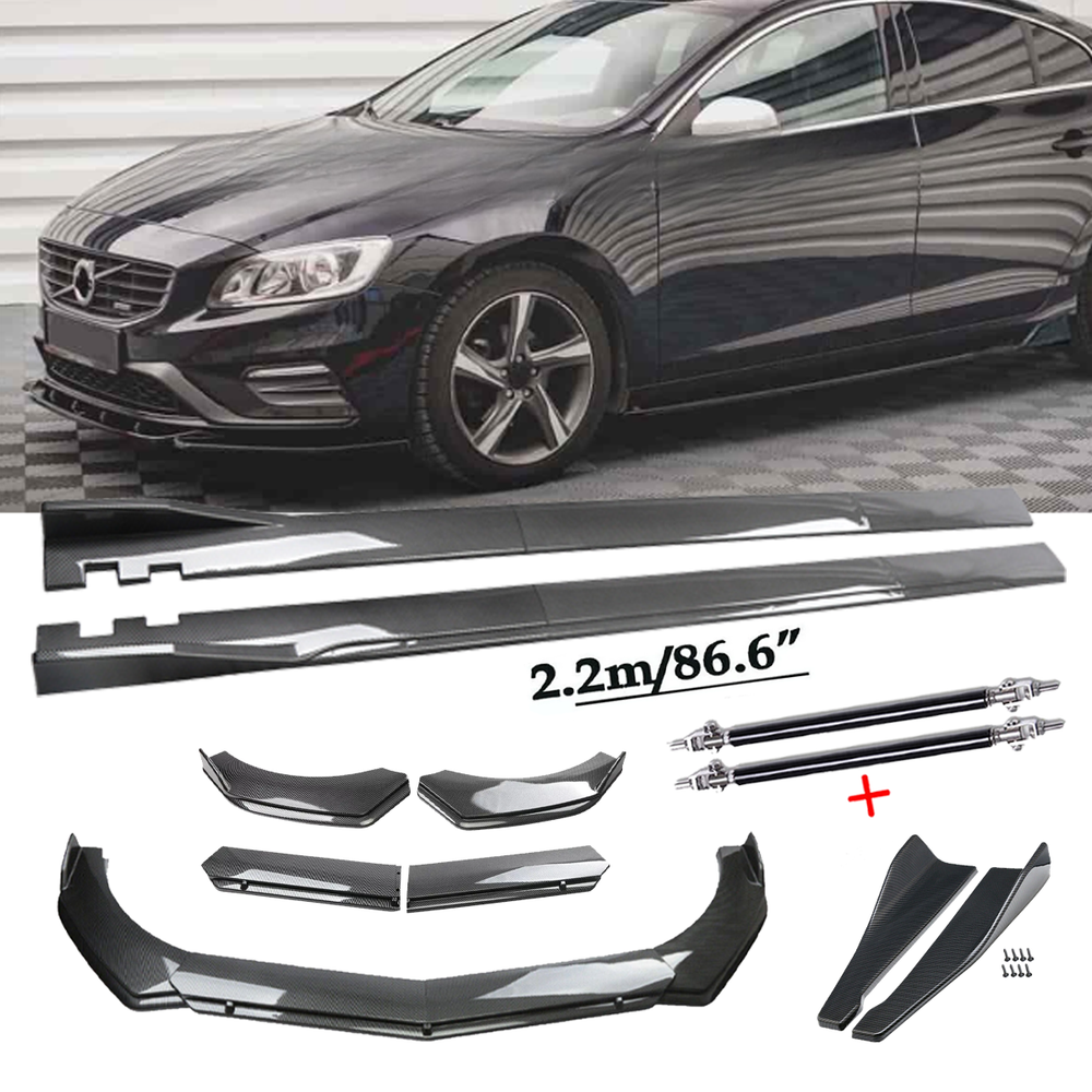 Volvo S40 S60 V40 V60 Carbon Fiber Front Bumper Lip Spoiler Kit