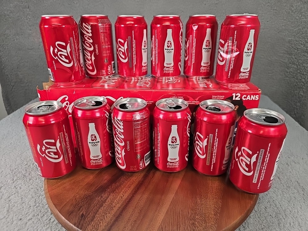 12-Pk Carton Coca-Cola 2008 Beijing, China Olympics Empty Cans, LeBron
