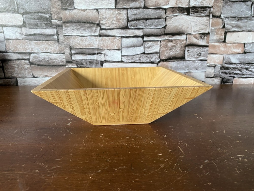 Pampered Chef Bamboo Square Salad Bowl 9x9x3 Very Nice