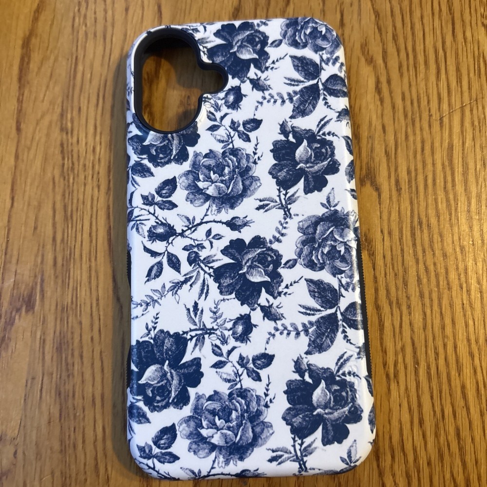 Casely iPhone 16 Plus Case - Rose to Fame Floral Design in Blue & White