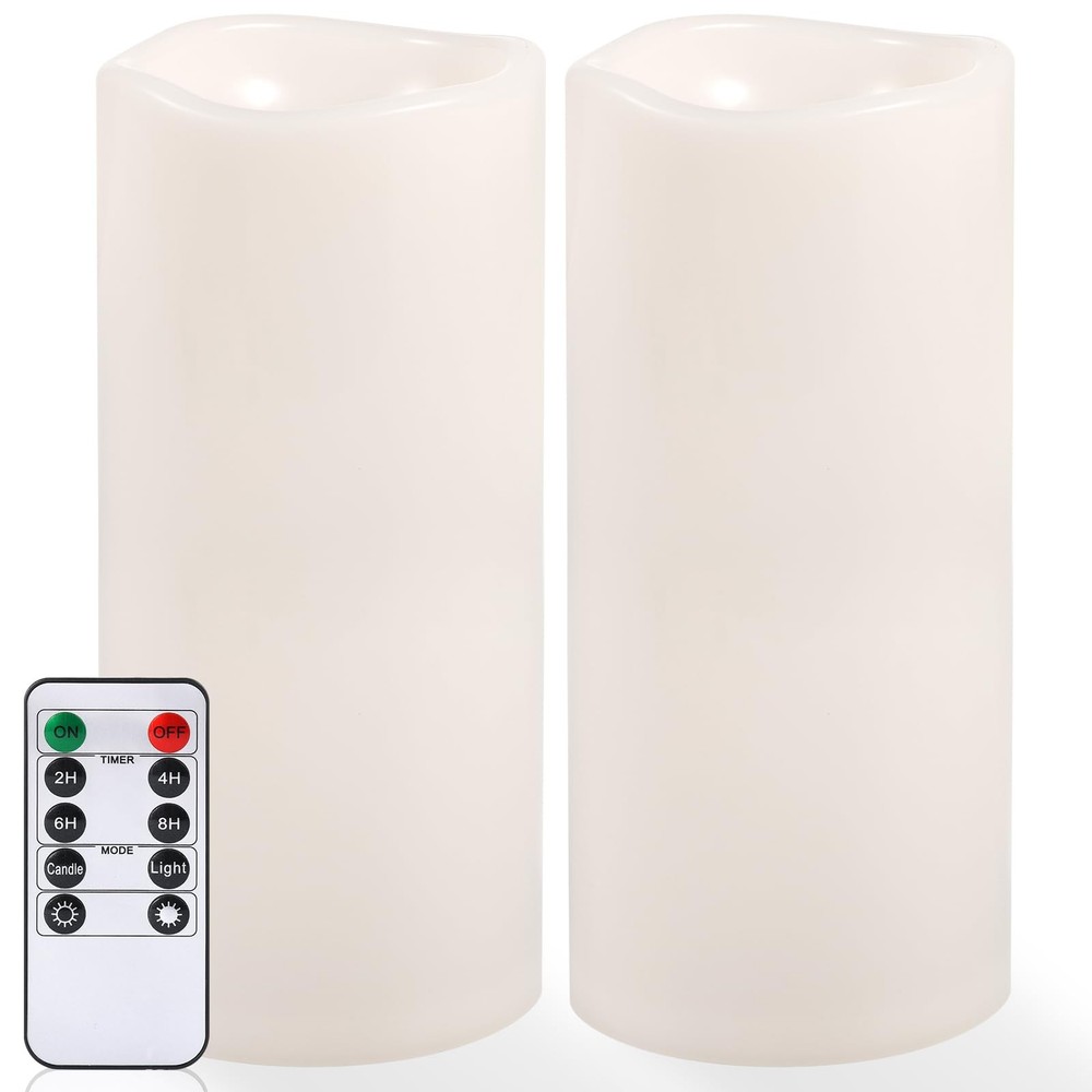 12-Inch Waterproof Flameless LED Pillar Candles for Outdoor Use with Flickering Effect