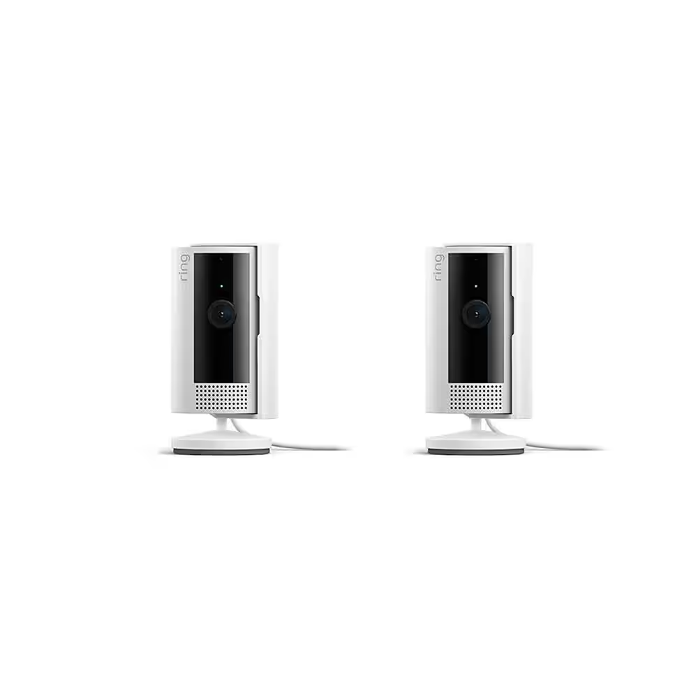 Ring Plug-In Smart Security Wifi Video Camera with Privacy Cover in White - 2-Pack Bundle for Home Surveillance