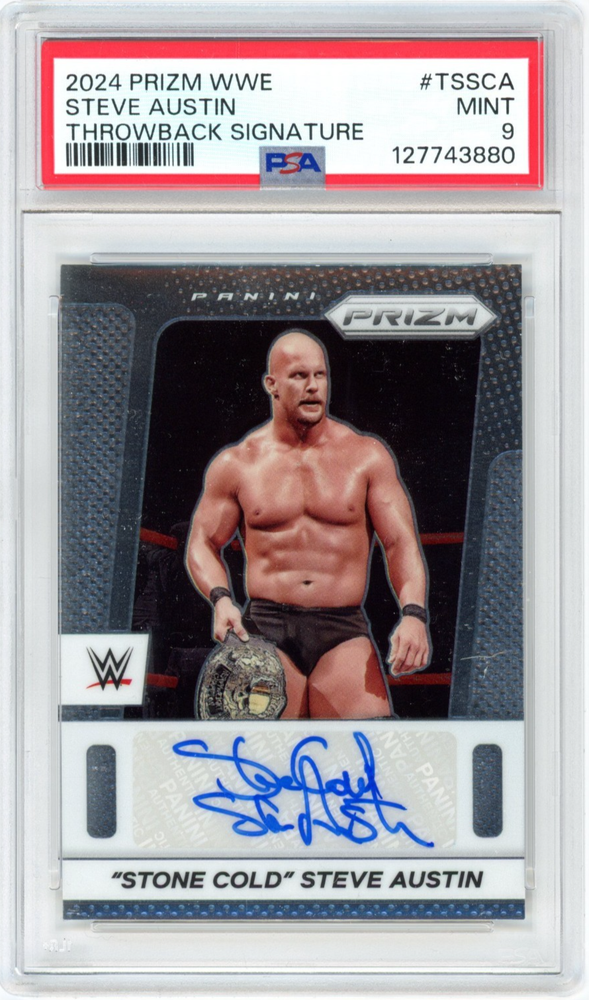 2024 Panini Prizm WWE Stone Cold Steve Austin Throwback Auto - PSA 9