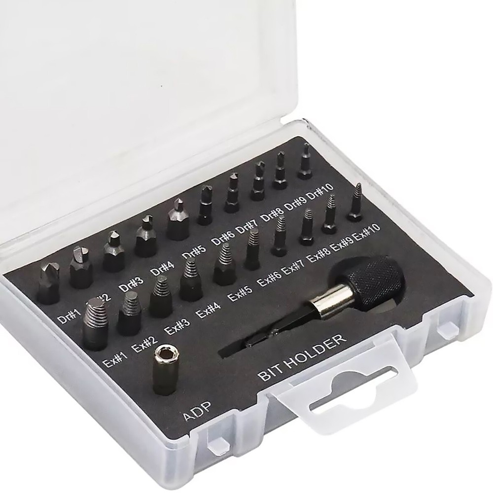 22-Piece Broken Screw Extractor Set for Damaged Stripped Bolts Easy Out Drill Bits