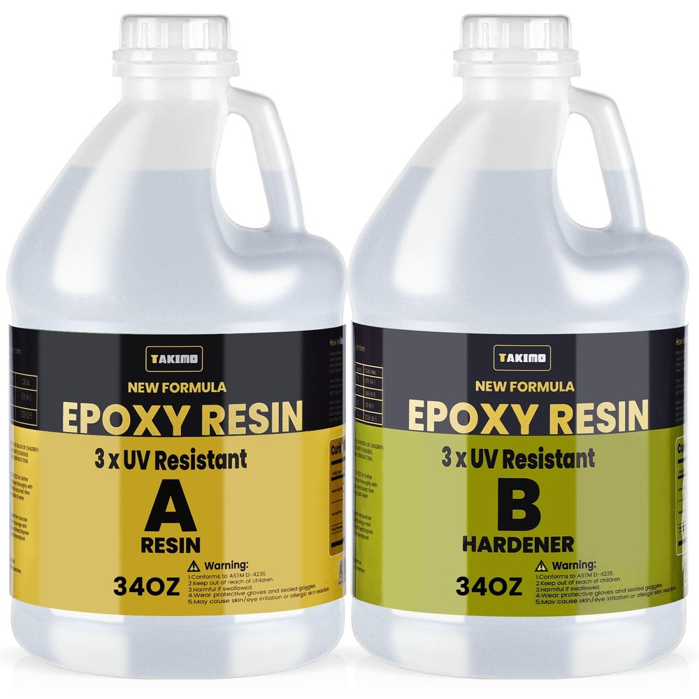 68OZ 3×UV Resistant Resin Kit,No Bubble & Crystal Clear Epoxy Resin for Coati...