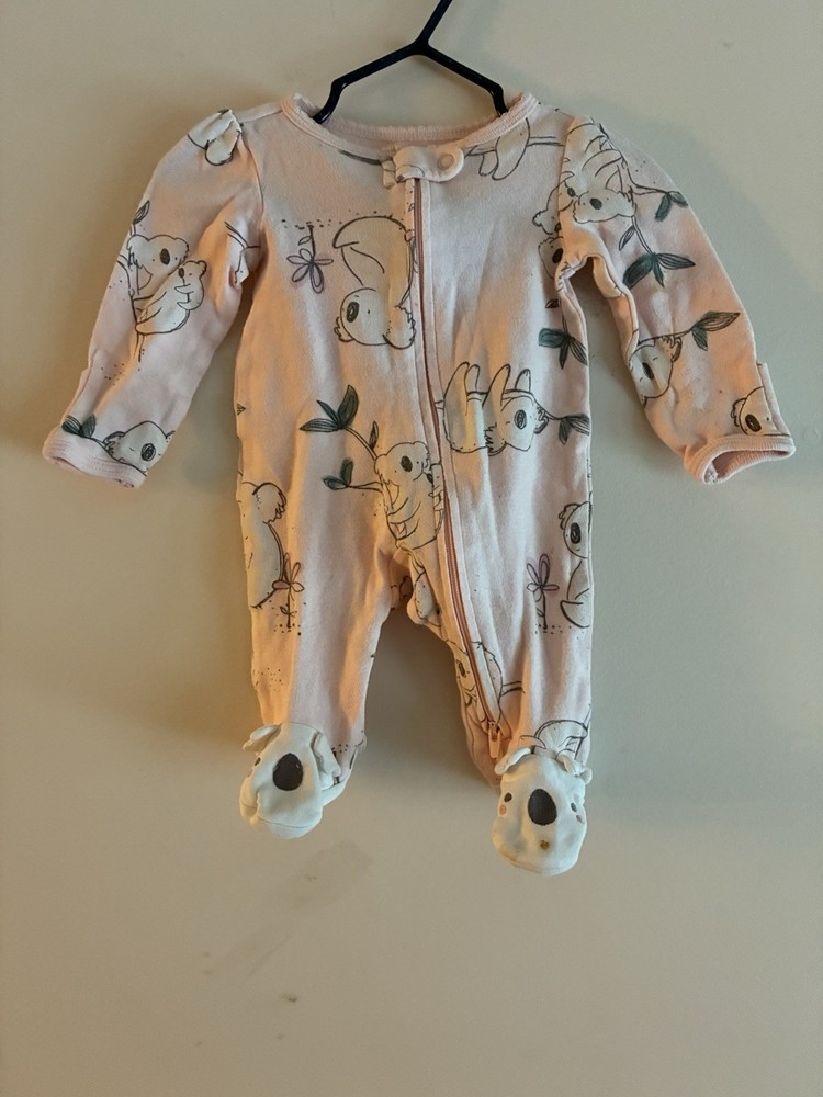 Carter's Baby Girls Cute Koala Footie 2-Way Zip Long Sleeve Sleep & Play Pink NB