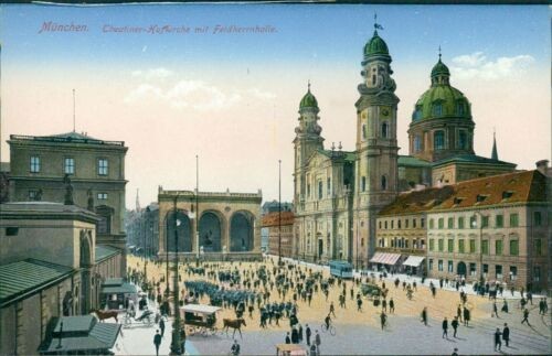 Ansichtskarte München um 1915 Theatiner Hofkirche mit Feldherrnhalle (9777)
