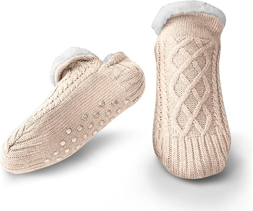 Unisex Knitted Thick Velvet-Lined Warm Winter Slipper Socks Size 43-45