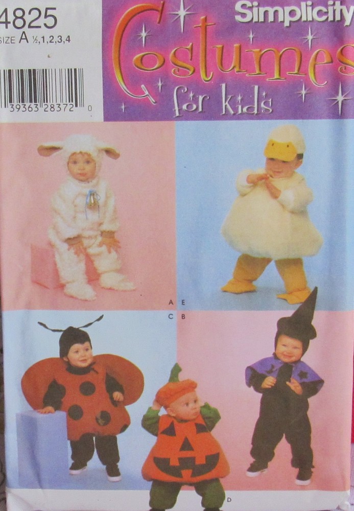 Simplicity 4825 Baby Toddler 6M-4T Halloween Costume Pattern Ladybug Duck Lamb