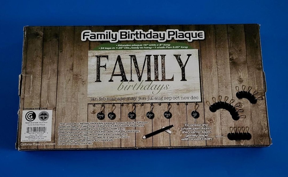 Family Birthday Reminder Wooden Plaque 16