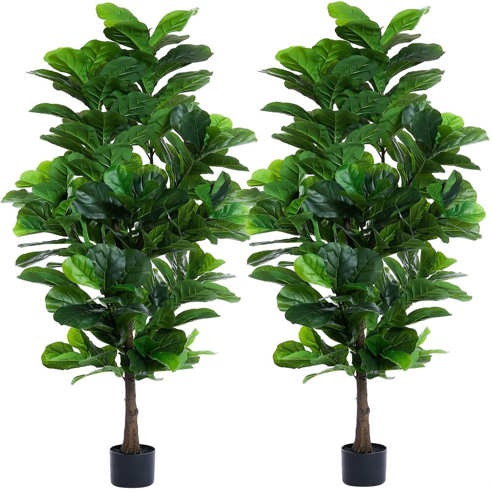 6ft Tall Faux Fiddle Leaf Fig Tree in Pot Fake Ficus Lyrata Plant  