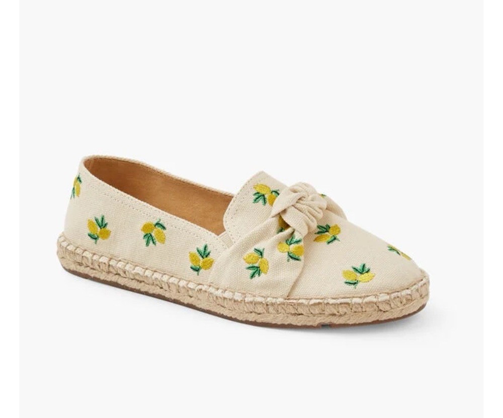 Talbots Size 7.5M Classic Izzy Lemon Knotted Canvas Comfort Foam Espadrilles