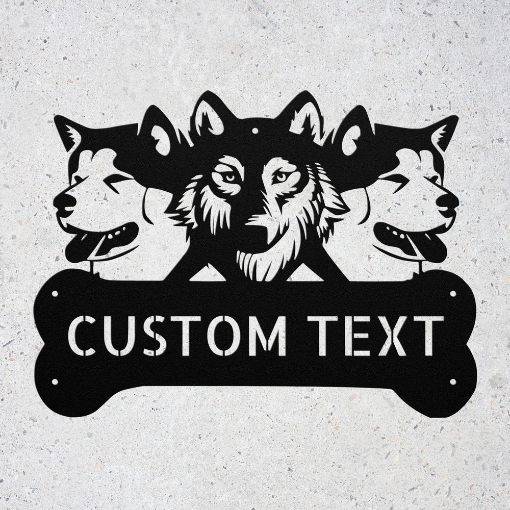 Custom Akita and Wolf Metal Sign Personalized Wall Art Decor Gift for Dog Lovers