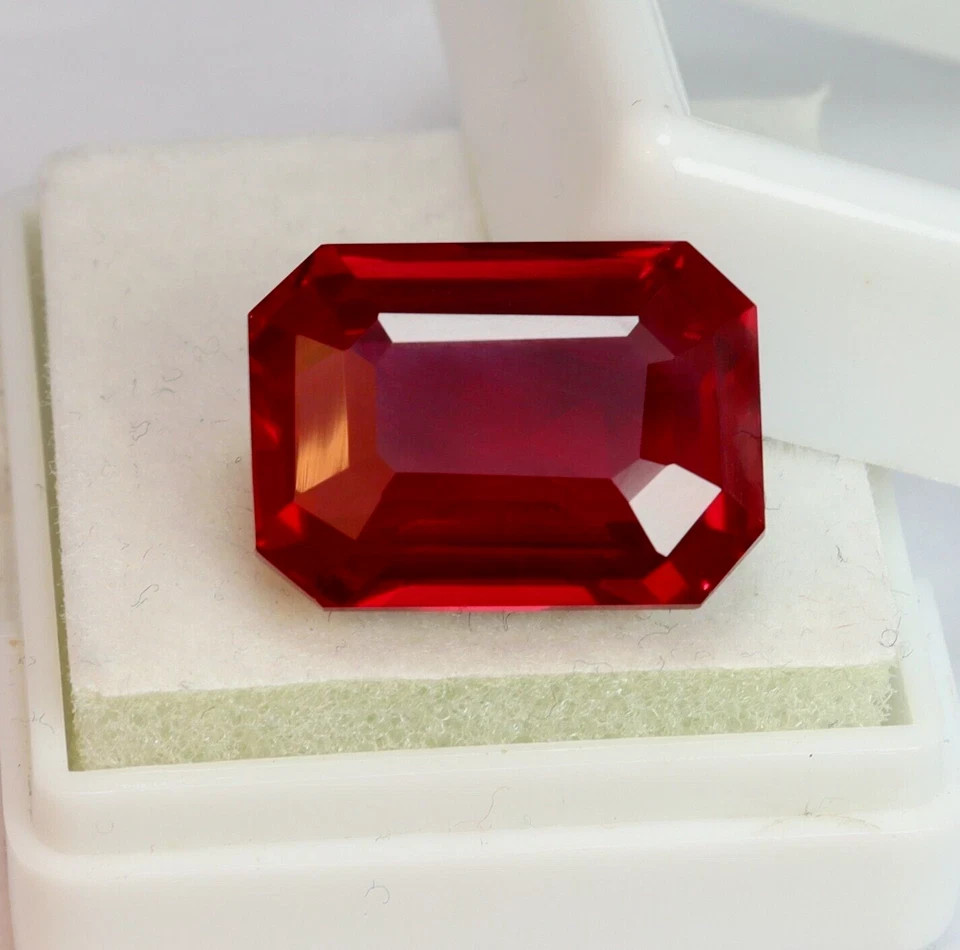 Burmese Certified Natural Red Ruby 38.50 Ct Flawless Emerald Cut Loose Gemstone