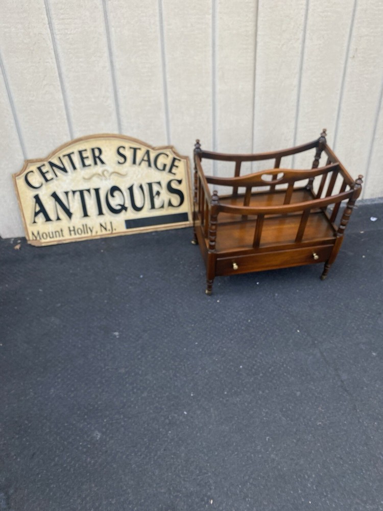 65679 Quality Mahogany Magazine Rack with Drawer