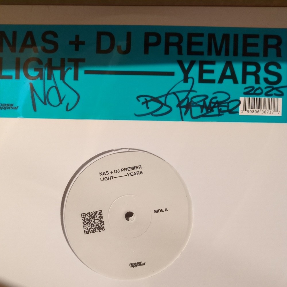NAS & DJ PREMIER Light Years Day Ones Vinyl SIGNED Blue Sticker Autographed