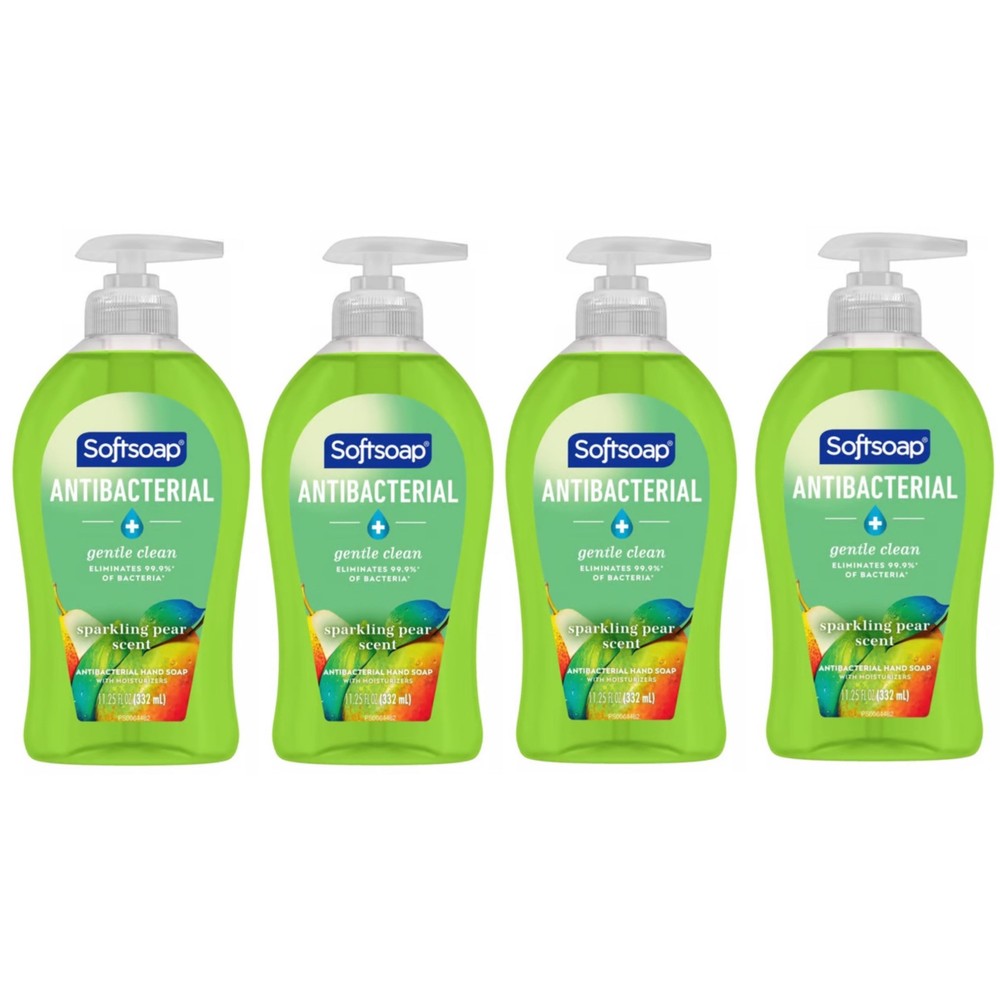 4 Pack Softsoap Antibacterial Sparkling Pear Liquid Hand Soap 11.25 oz