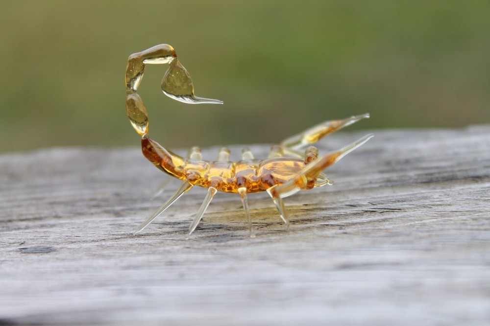 Bronze Scorpion Miniature Glass Sculpture Handmade Blown Art Glass Animal Figurine