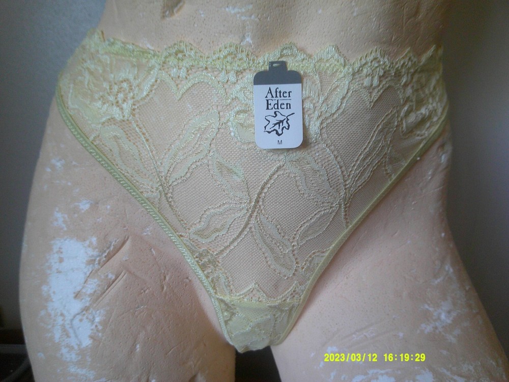 Large - New After Eden Lingerie 'Emotions' Lace Thong Yellow Large (2.8165)