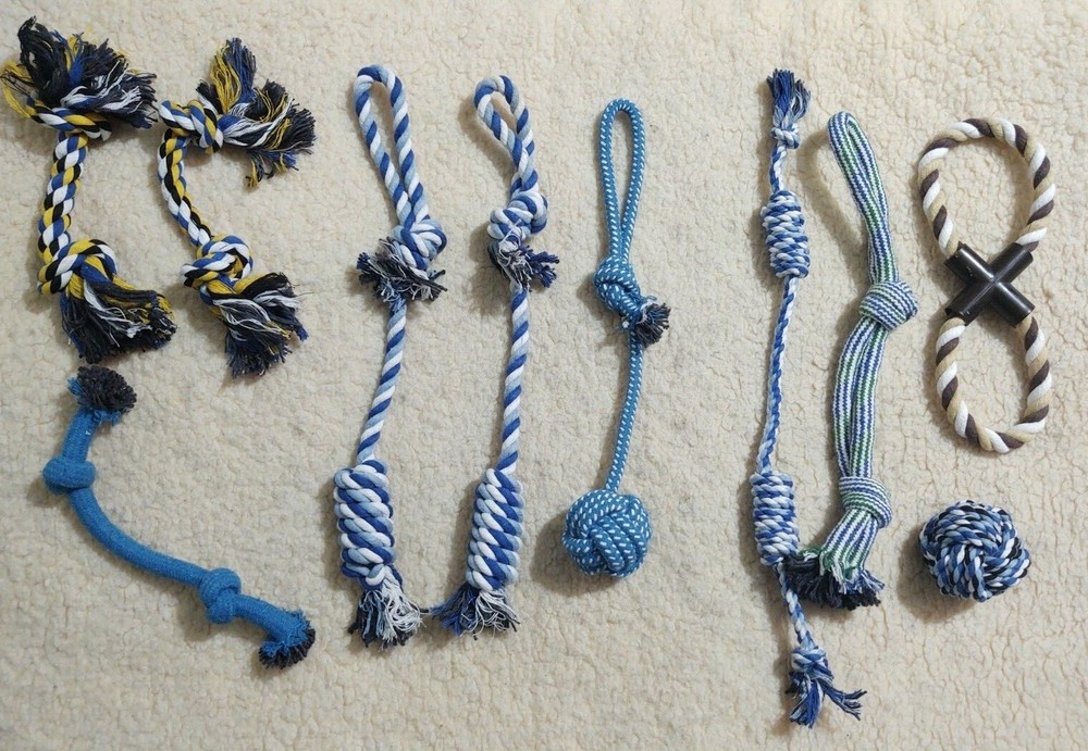 New! Lot of 10 Dog Puppy Pet Chew Rope Ball Interactive Fetch Tough Pink or Blue